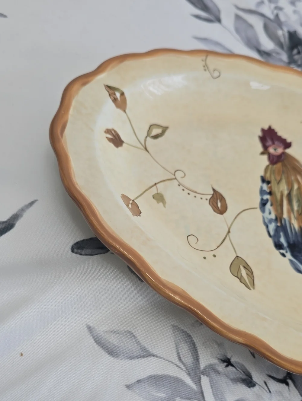 Whole Home Canterbury Rooster Oval Platter Ceramic 13.75